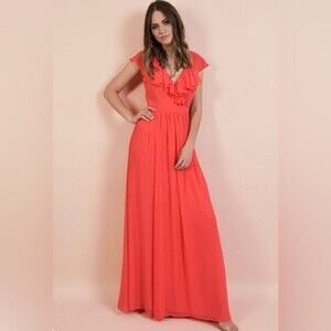 I.N. Studio burnt orange ruffle maxi dress size 4P
